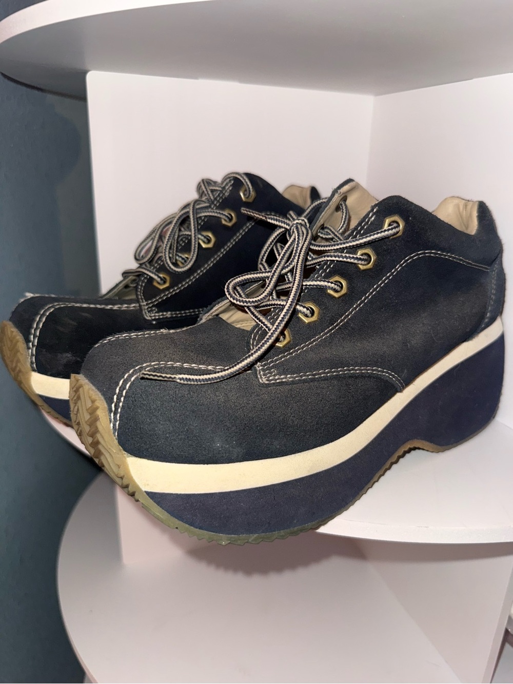 L.E.I Navy Suede Benet Platforms